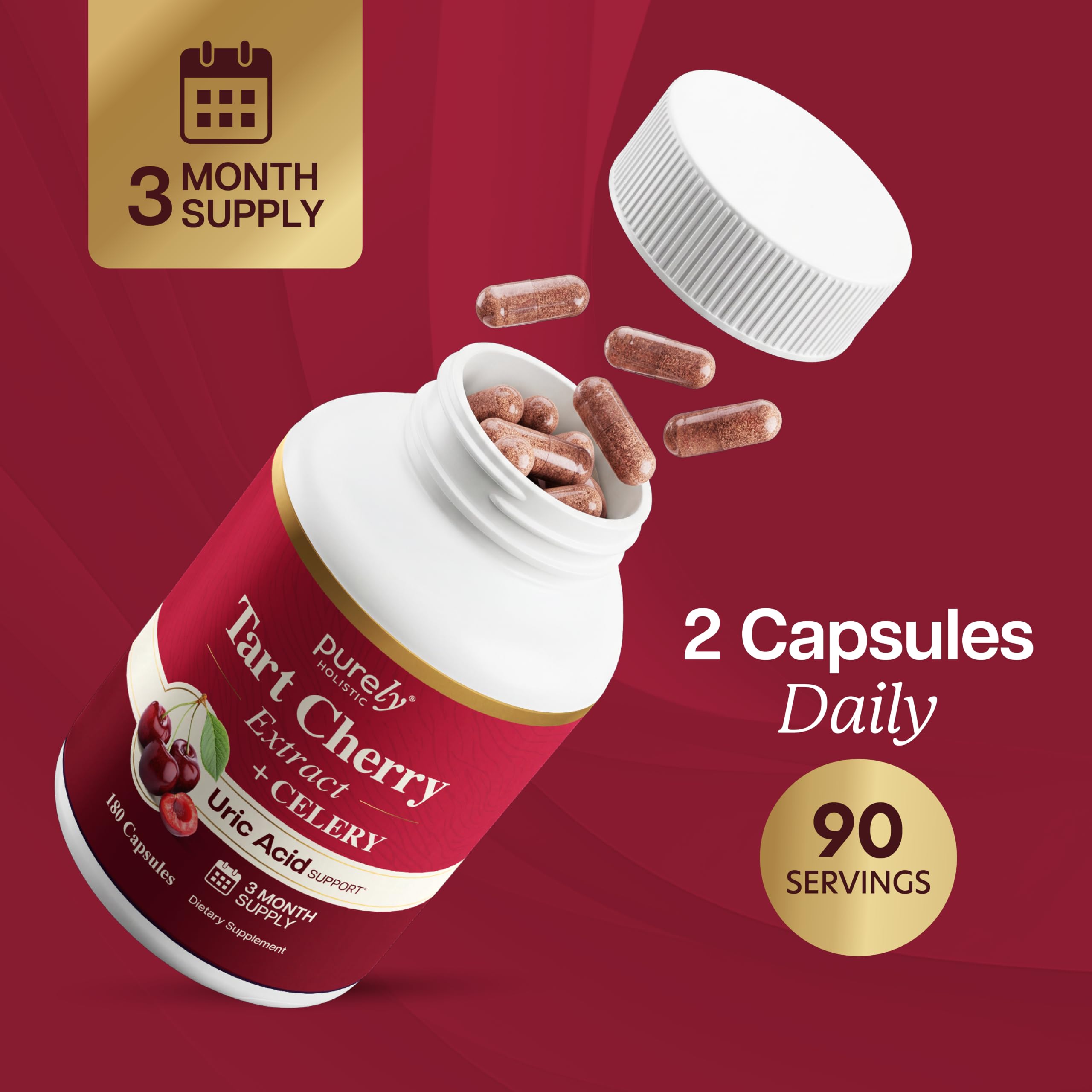 Tart Cherry Capsules with Celery Seed, Uric Acid Support, 3 Month Supply — Amazon image 5