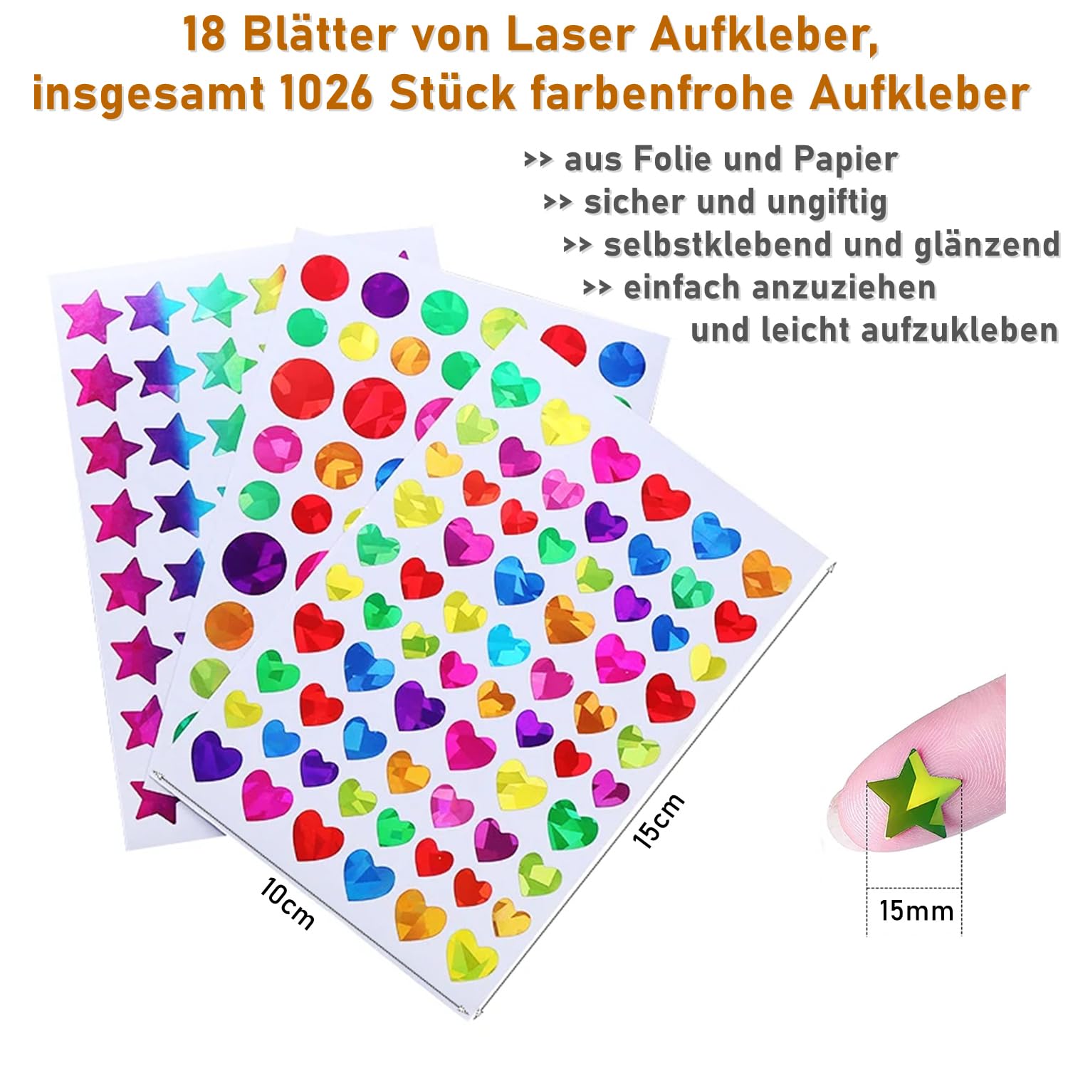 Autocollants à paillettes laser pour scrapbooking, récompense et étiquettes de bricolage