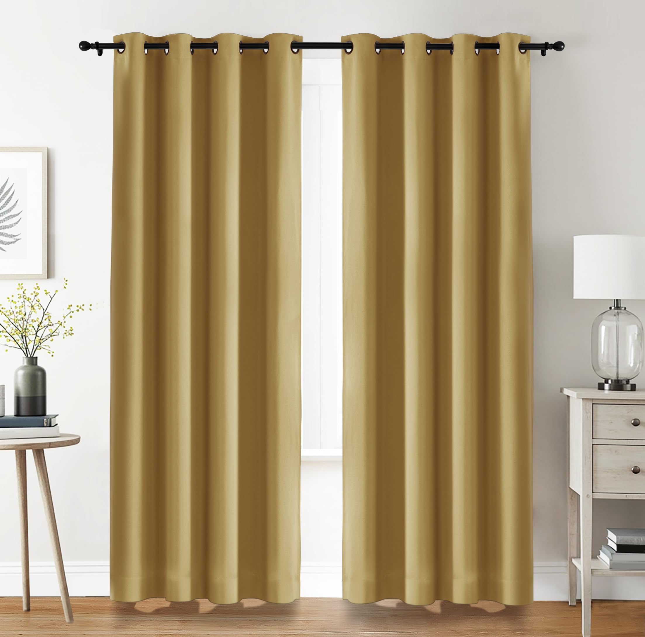 Utopia Bedding Opacas Cortinas Salon Modernas 2 Piezas 140x245 cm, Beige - Cortinas Térmicas Aislantes Frío Calor y para Dormitorio, Salón y Cocina con Ojales