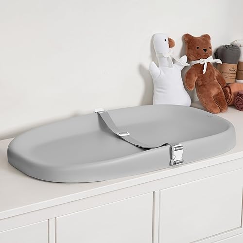 Papablic Cambiador de bebé lavable con correa de seguridad extraíble, fácil de limpiar y antideslizante, impermeable, cambiador para tocador, cama