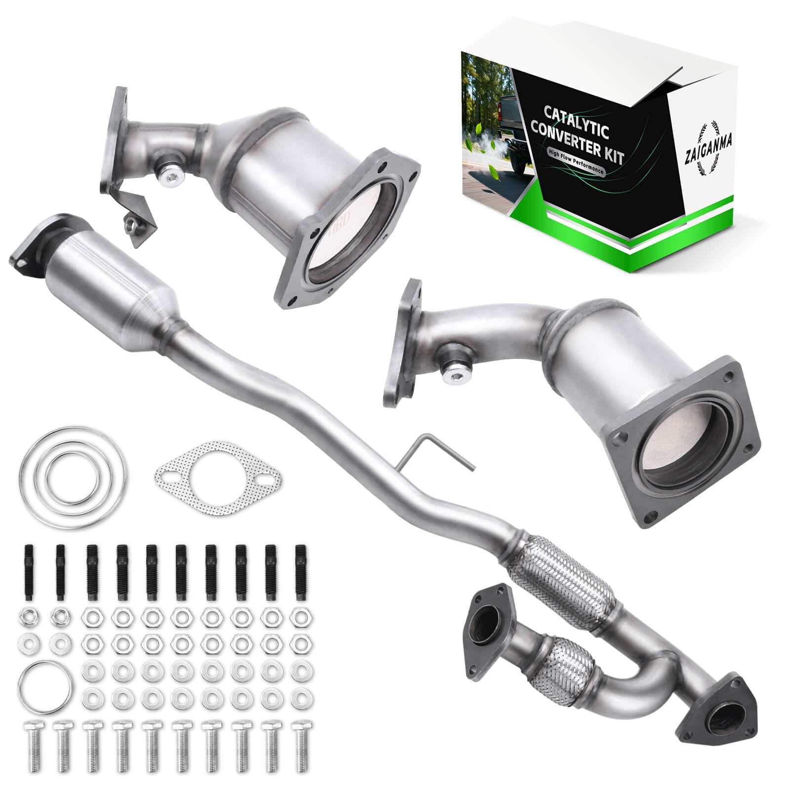 Front & Rear Flex Y Pipe Catalytic Converter Compatible with 2009 2010 2011 2012 2013 2014 2015 2016 2017 2018 2019 Nissan Murano 3.5L, Direct-fit