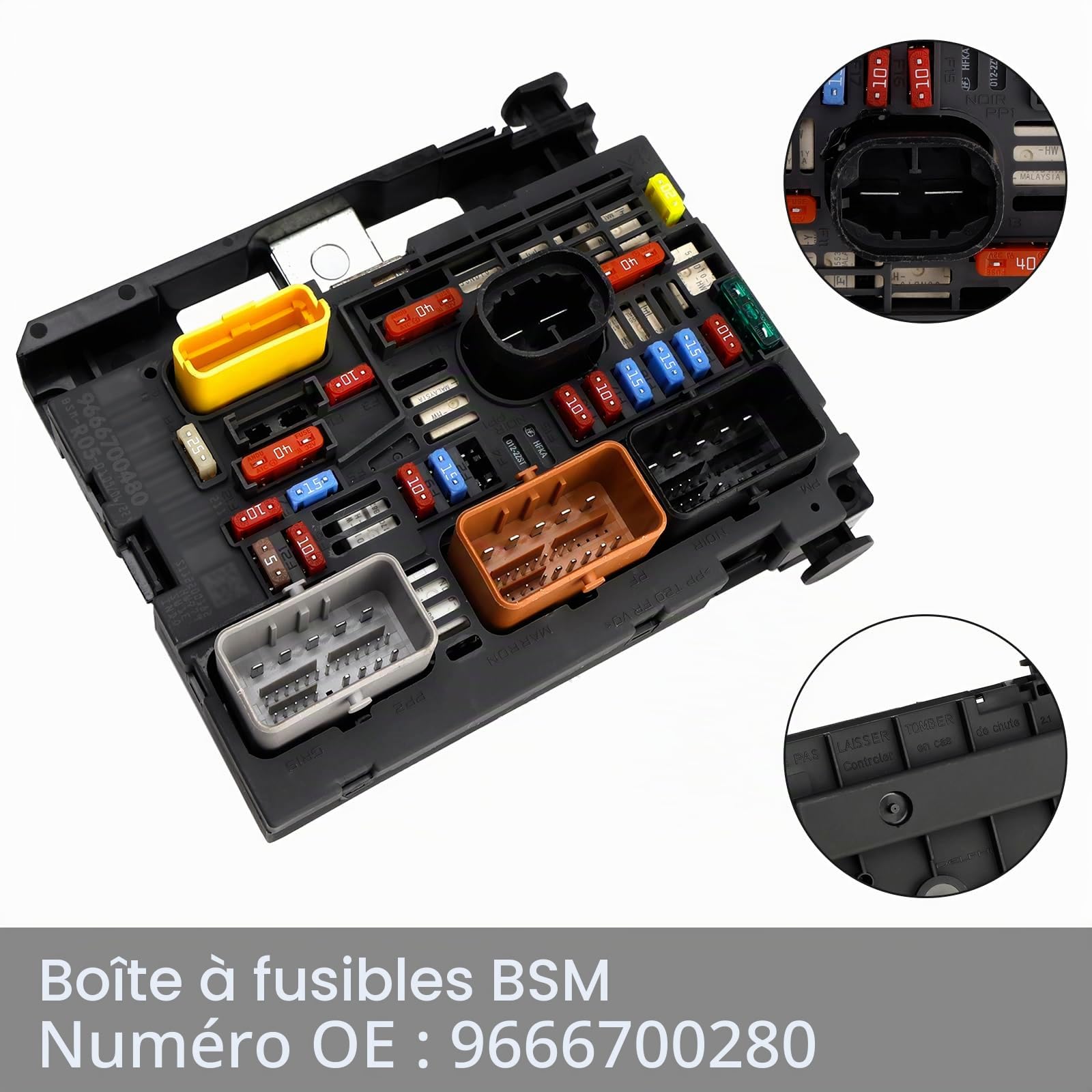 Boîte à fusibles de voiture Module de boîte à fusibles BSM 9666700280 Convient pour Citroën Berlingo C4 C8 Convient pour Peugeot Partner 307 2007-