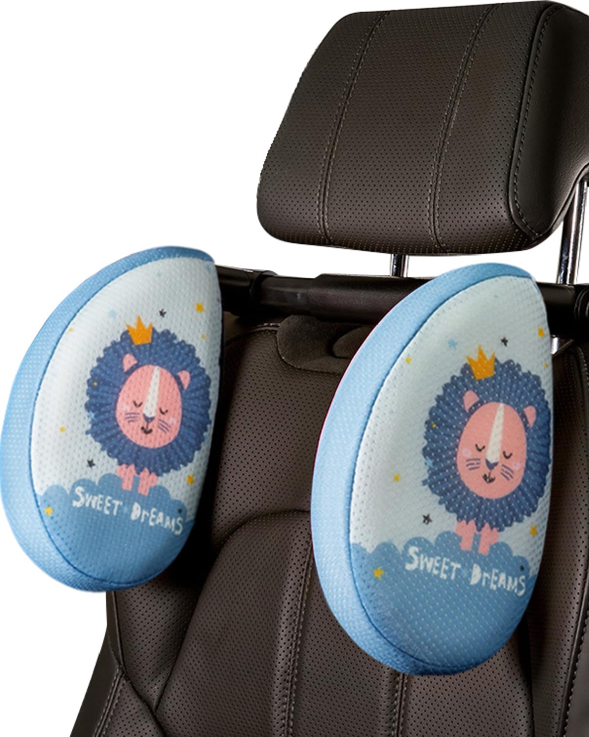mymai Verstellbare Auto-Nackenstütze für Kinder und Erwachsene - kopfstütze Auto Kinder mit Memory-Schaum für Reisen, 360° drehbare Kopfstütze für Auto schlafen, Ergonomisches Reisekissen(Blau)