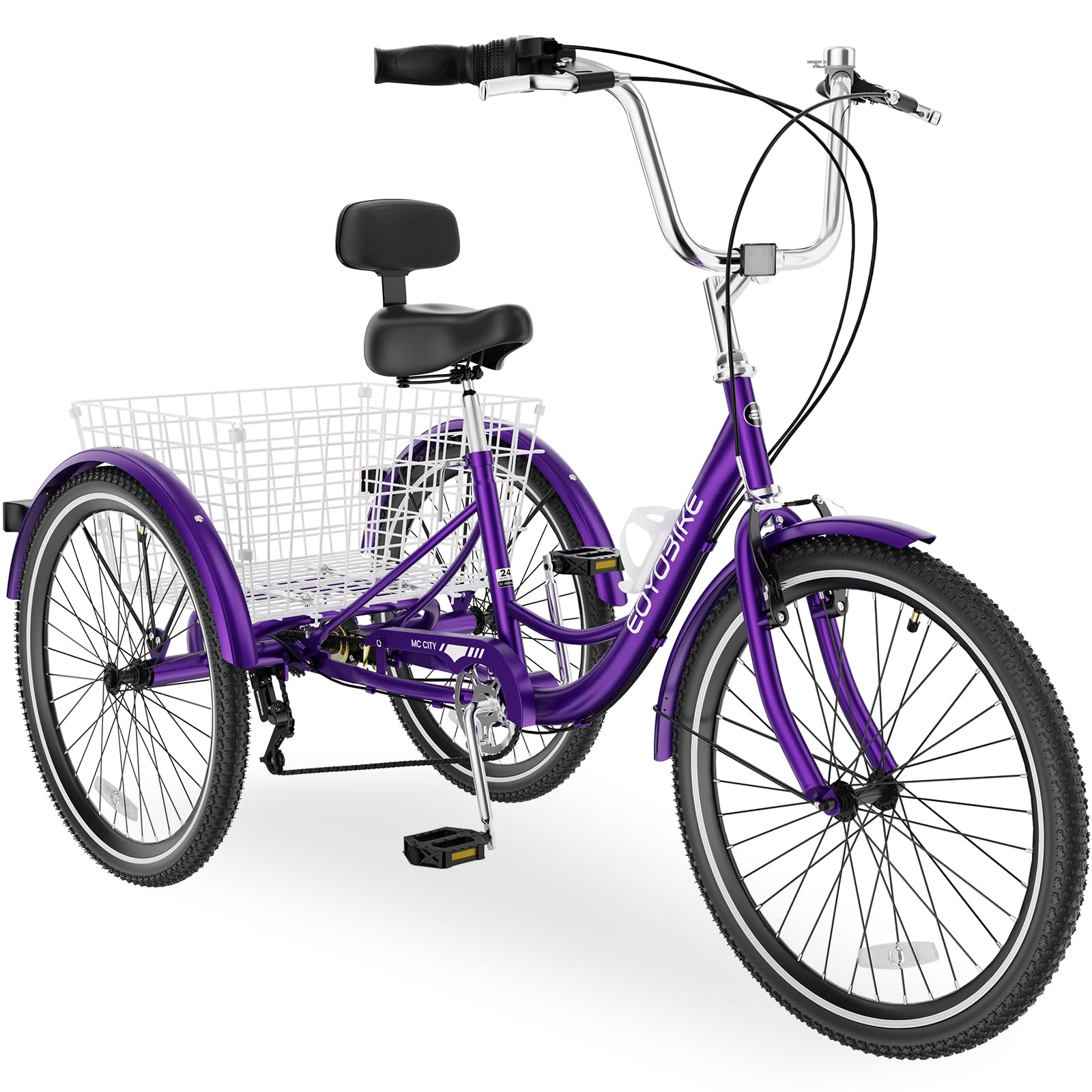 MOONCOOL Adult Tricycles 3 Wheel 7 Speed Trikes, 20/24/26 inch Adult Trikes 3 Wheeled Bike with Basket for Seniors, Women, Men