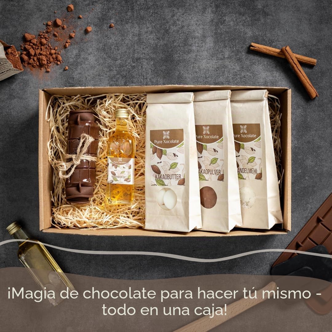 Pure Xocolate Kit de chocolate DIY – Kit para hacer chocolate – Vegano – Alternativa sin lactosa – Ideas de regalo de chocolate para niños, mujeres y hombres – Incluye molde de silicona y recetas