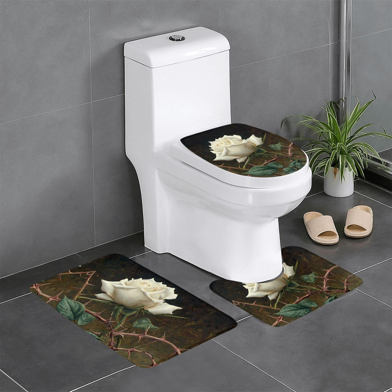 Tapis de salle de bain antidérapant pour créer une ambiance florale moderne dans vos WC