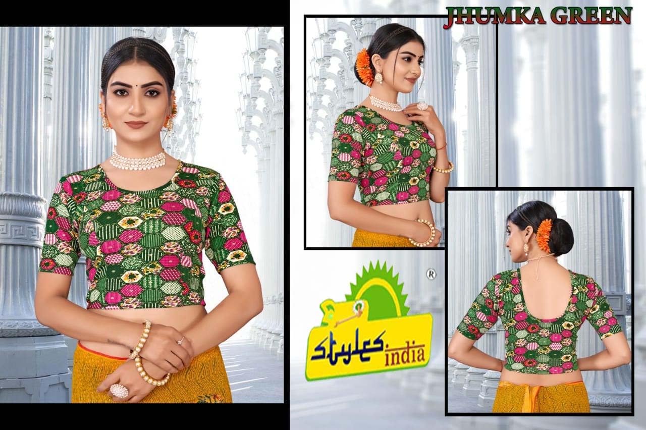 Women's Cotton Elatane Stretchable Printed Designer Blouse | Ethnic Saree Blouse | Choli for Wedding & Party Wear - Image 3