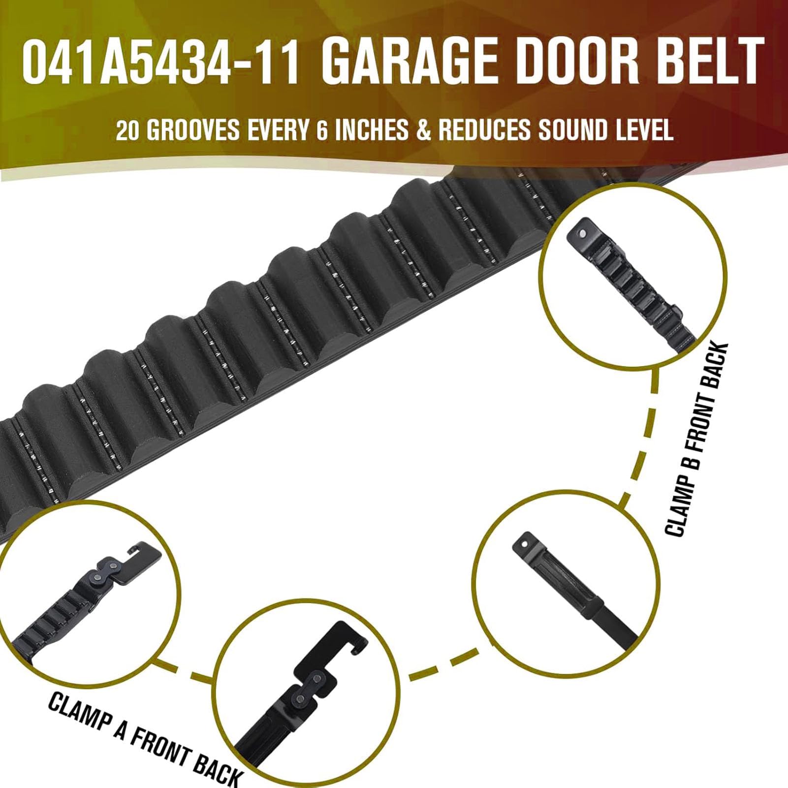 Courroie de Porte de Garage 233 Pouces, 41A5434-11A Courroie D'entraînement de Remplacement pour les Portes de Garage de 7 Pieds Haut pour Liftmaster 2500 2280 3500 3280 pour