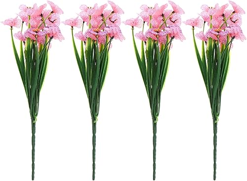 Miniatura 10 de VICASKY 1 juego de 4 piezas de flores artificiales decorativas de seda arreglos florales de seda para decoración de mesa al aire libre, decoración
