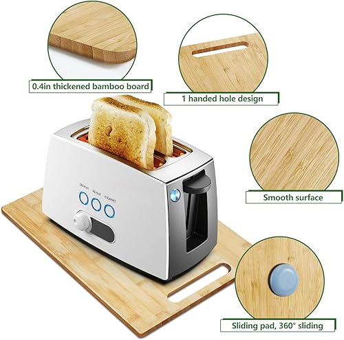 Miniatura 3 de IWNTWY Bandeja deslizante de bambú, deslizante para cafetera, bandeja de mudanza para electrodomésticos de cocina, bandeja de mudanza, se desliza