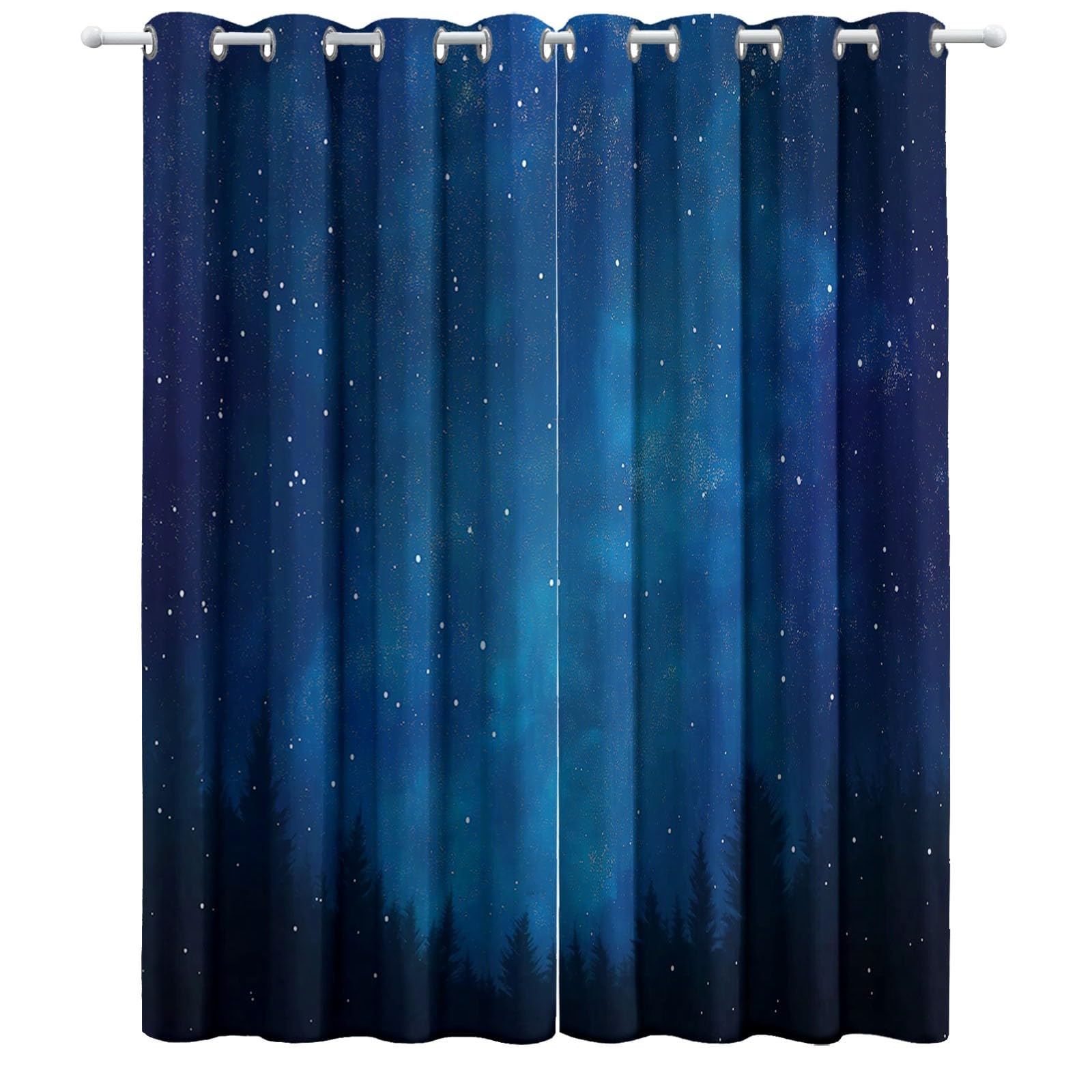 Generisch Verdunkelungsvorhänge 3D Sternenhimmel Hintergrund Ösen Vorhang 2Er Set H166 x B75 cm Verdunkelungsvorhang Blickdicht Fenstergardinen Kinderzimmer Schlafzimmer Wohnzimmer Thermovorha