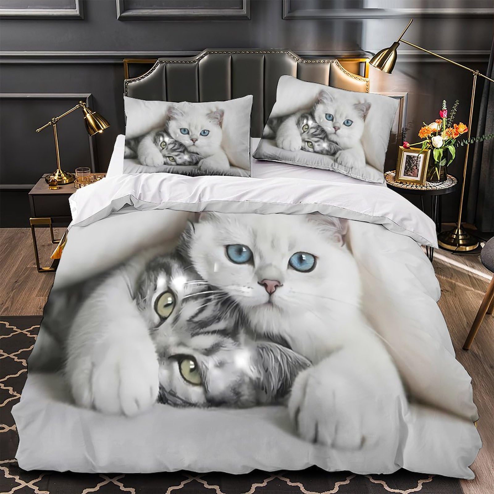 Housse de couette chatons mignons hypoallergique contre les allergies