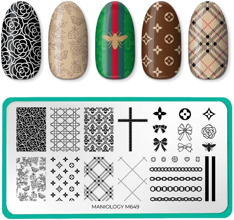 Life of Luxury Nail Stamping Plate | High-Fashion Designer-Inspired Manicure Designs, Couture and Fashionistas DIY Patterns - Reusable, Rectangular Stainless Steel Nail Art Template