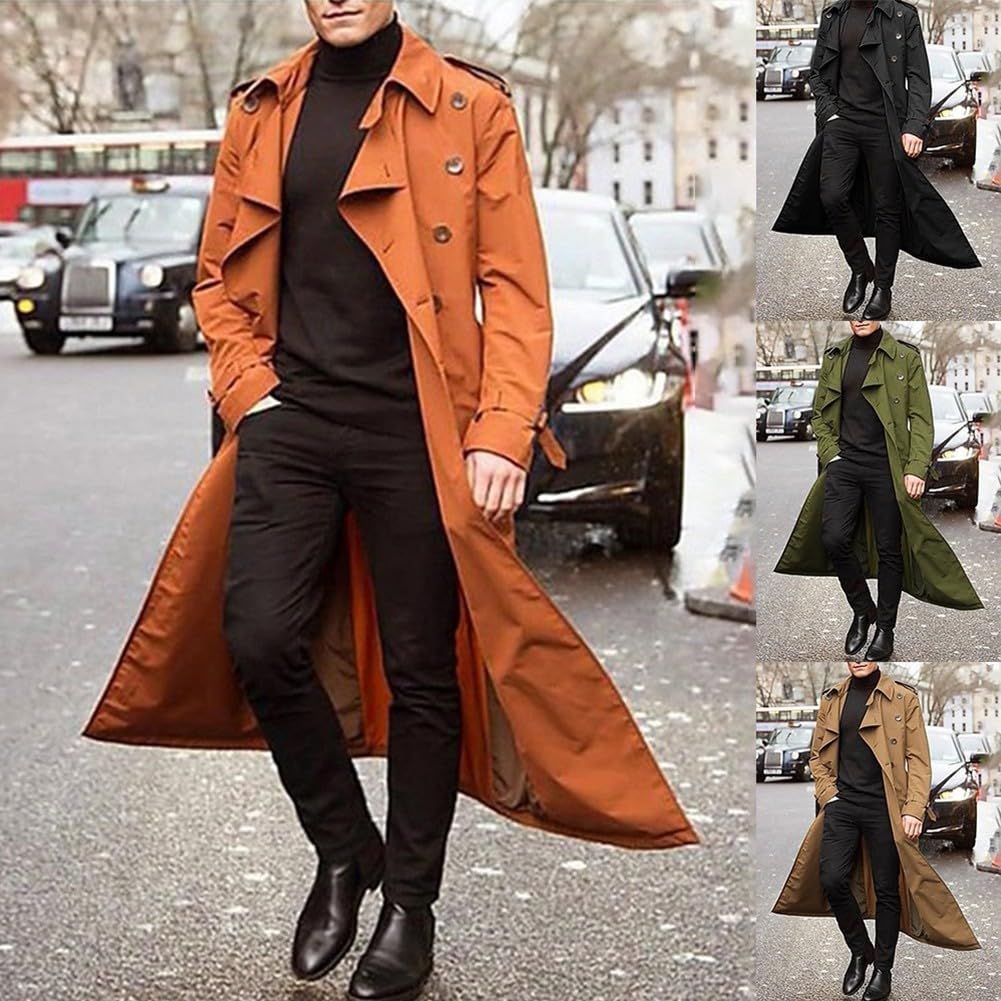 Trendy Herren Winter Langer Trenchcoat Lockere Parka Jacke für Partys und Geschäftskleidung (M Grün)