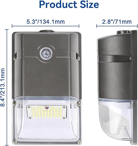 Miniatura 7 de Paquete de 2 lámparas LED de pared de 35 W con sensor de fotocélula del atardecer al amanecer, instalación 3 veces más rápida, luz diurna