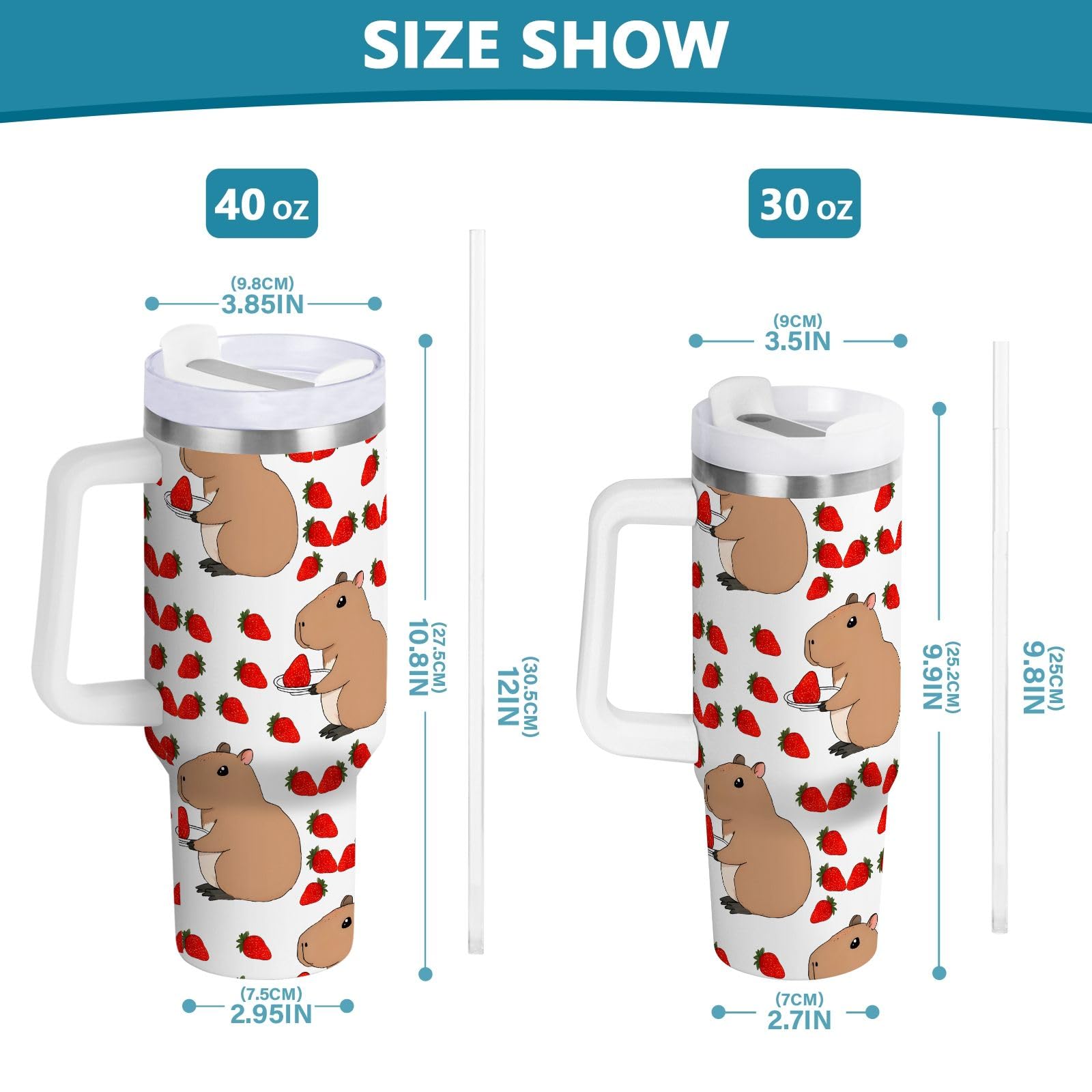 Moderne Geïsoleerde Drinkbeker met Handvat en Rietdeksel - 1180 ml
