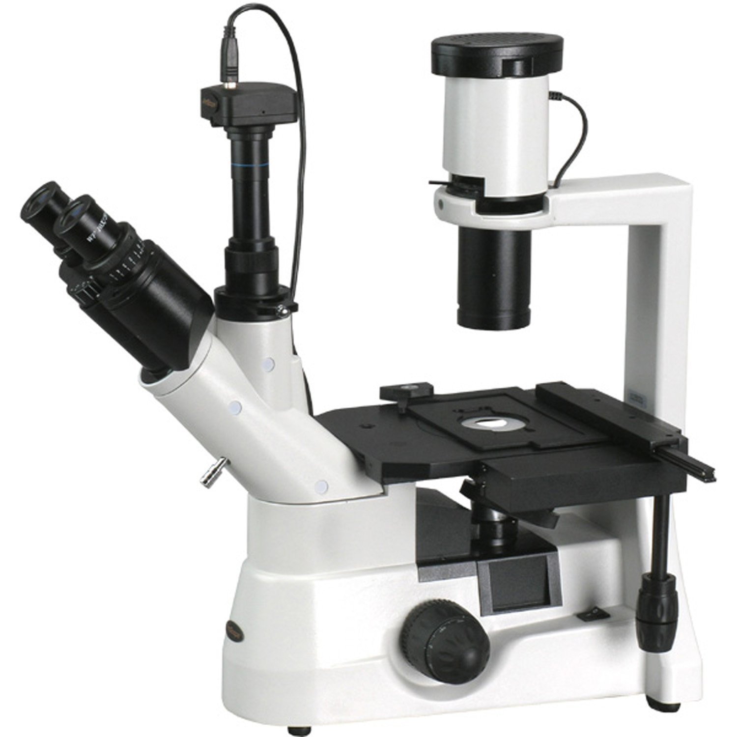 AmScope 40x-1000x Long Distance Plan Optics Biological Inverted Microscope + 8MP Camera