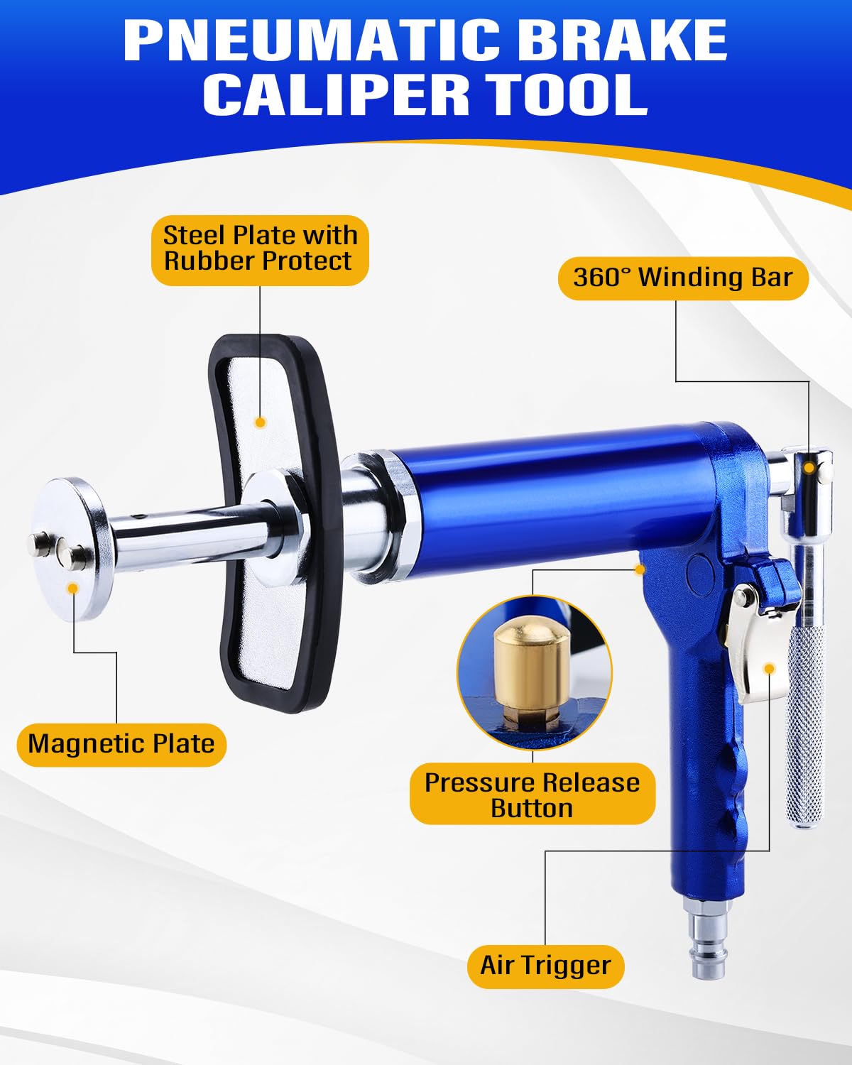 BOOMSTART 17-TLG. Pneumatischer Bremskolbenrücksteller Satz - Universal Druckluft Bremskolben Rücksteller Werkzeug für L/R Drehrichtung mit 16 Adaptern - für PKW Bremswartung