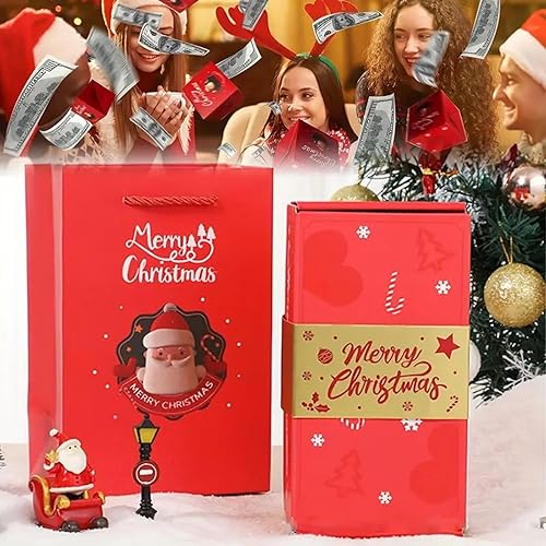 Neioaas Cajas de regalo sorpresa, caja de regalo emergente para dinero y Navidad, caja de regalo única de Navidad plegable con sobre rojo, cajas de