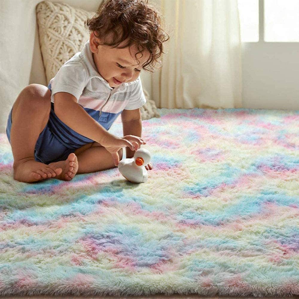 Tappeti Morbidi per Camerette - Soffici Tappetini Arcobaleno per Bambini Camerette per Bambini Arredamento per La Casa Tappeti Grandi,120X200cm
