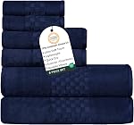 Feather & Stitch 100% Cotton 625 GSM Bath Towel Set of 6, Ultra Soft Highly Absorbent 2 Bath Towels, 2 Hand Towels & 2 Washcloth - Luxury Quick Dry Shower Towels (Aqua)