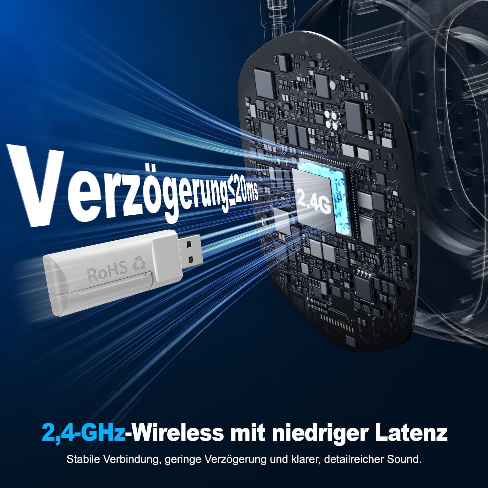 Fachixy Gaming Headset Wireless für PS4, PS5, Switch, PC, Mac, Laptop, 60H 2.4GHz Gaming Headset mit Noise Cancelling Mikrofon, Kabelloses Bluetooth kopfhörer mit LED-Lichtern, Surround Sound