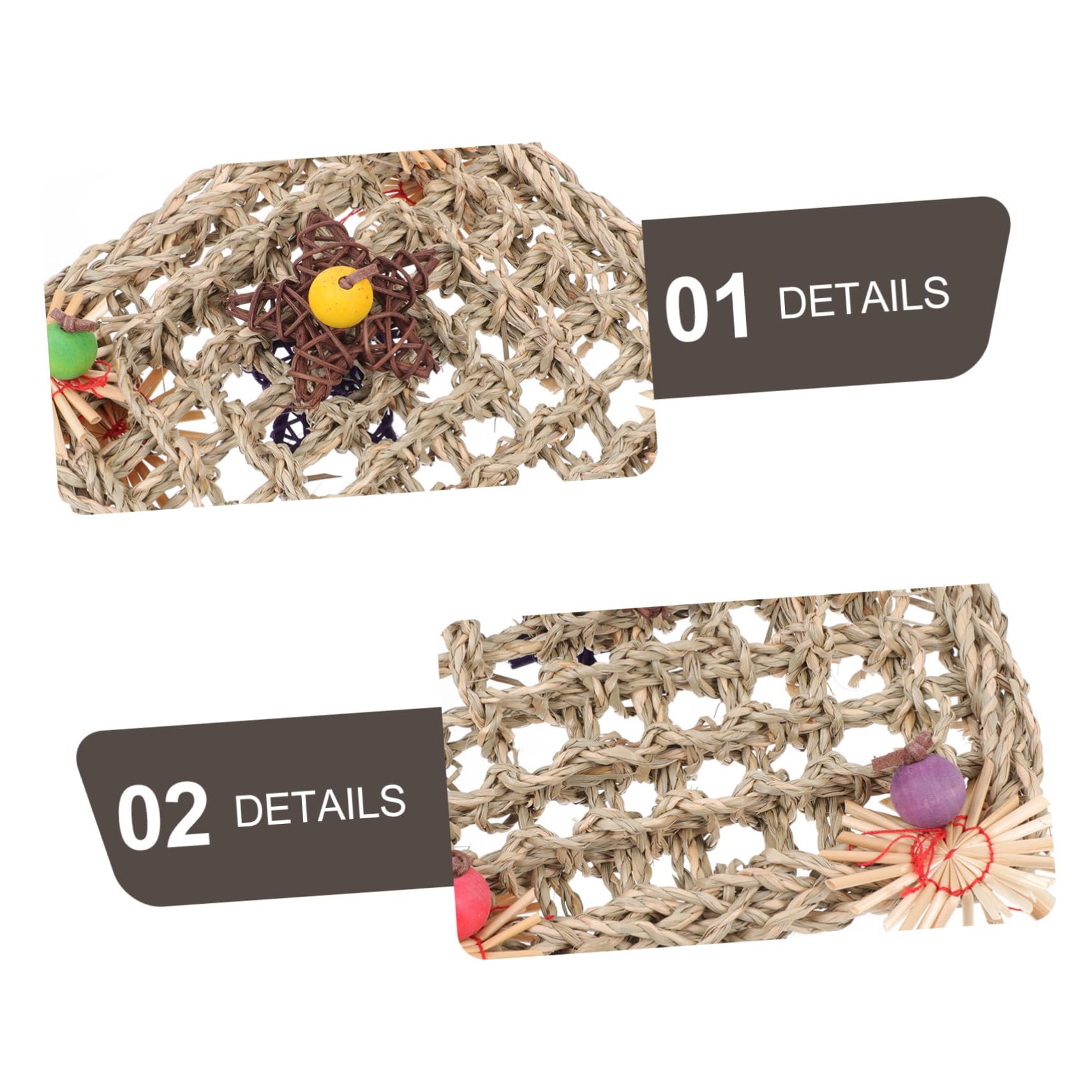 POPETPOP 3pièces Parfait pour Oiseaux Filet Herbe Tressée Jouet à Mâcher pour Perroquets Accessoire De Divertissement pour Oiseaux Encourage Exploration Développement Compétences