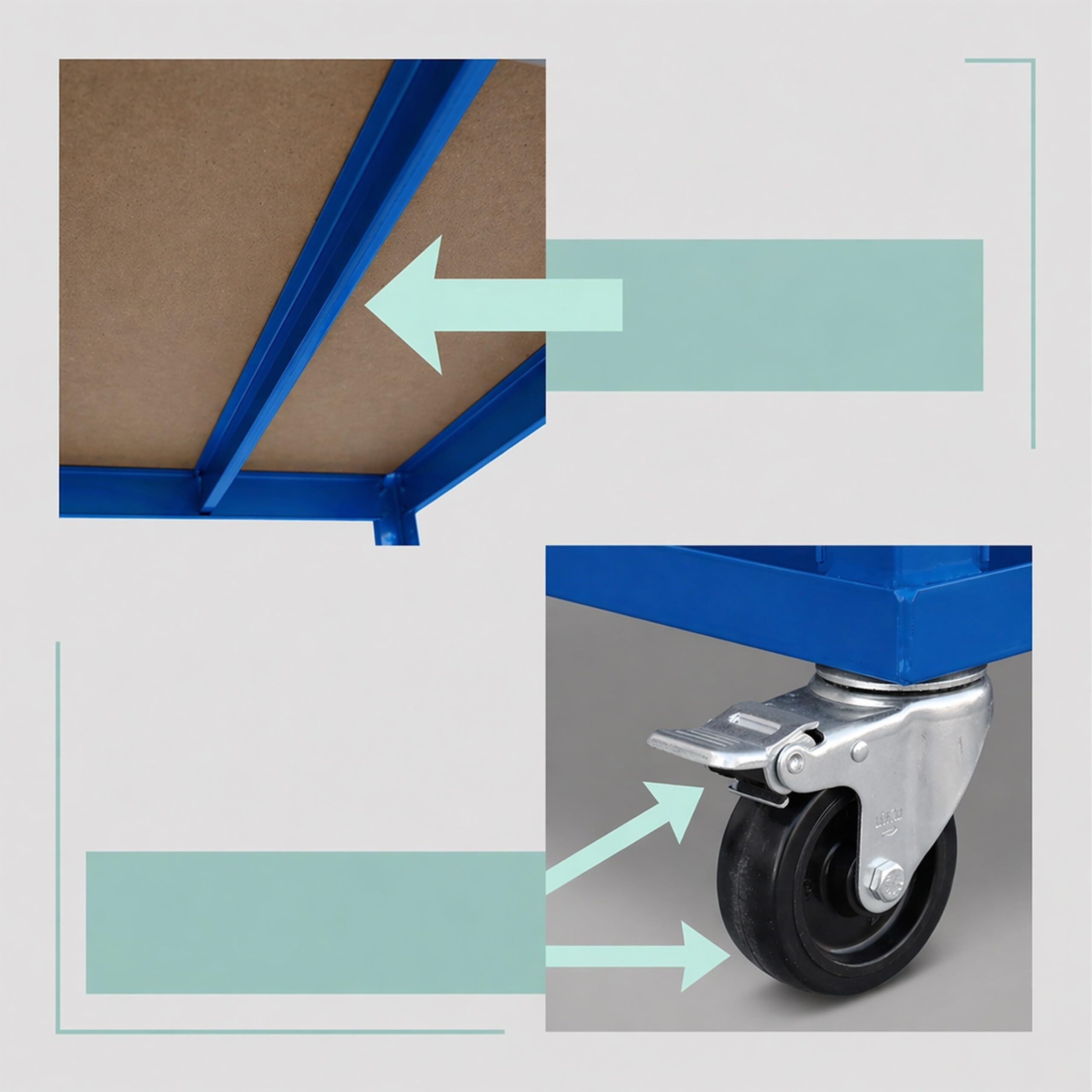 Relaxdays Carrello Officina 5 Ripiani, Ruote con Freno, Fino a 750 kg, 110x90x45 cm, Acciaio Blu