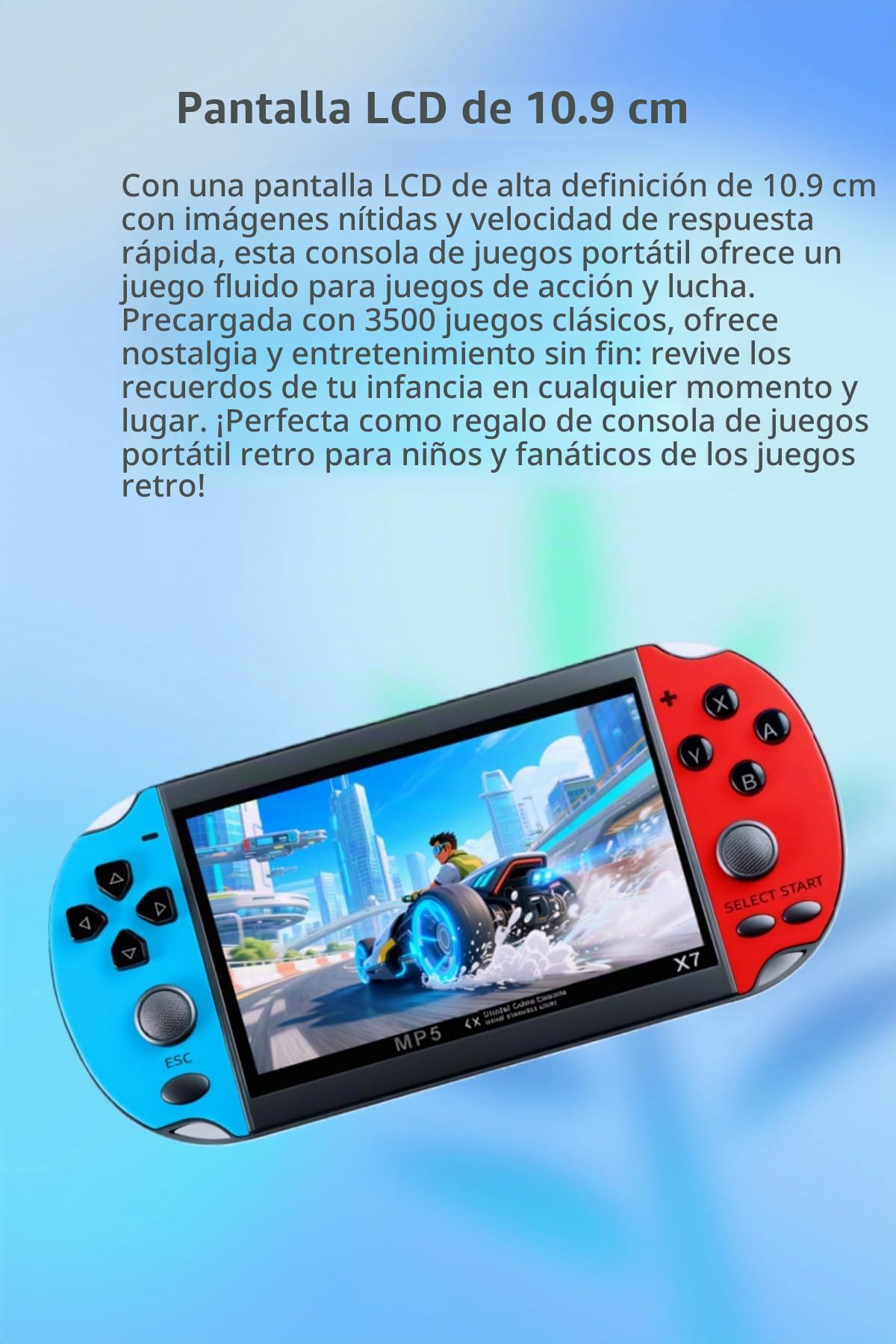 Consola de Videojuegos portátil YHFITN con Pantalla IPS de 4,3" - Juegos Integrados, Compatible con Salida de TV, con batería Recargable. Diversión clásica para Todas Las Edades.