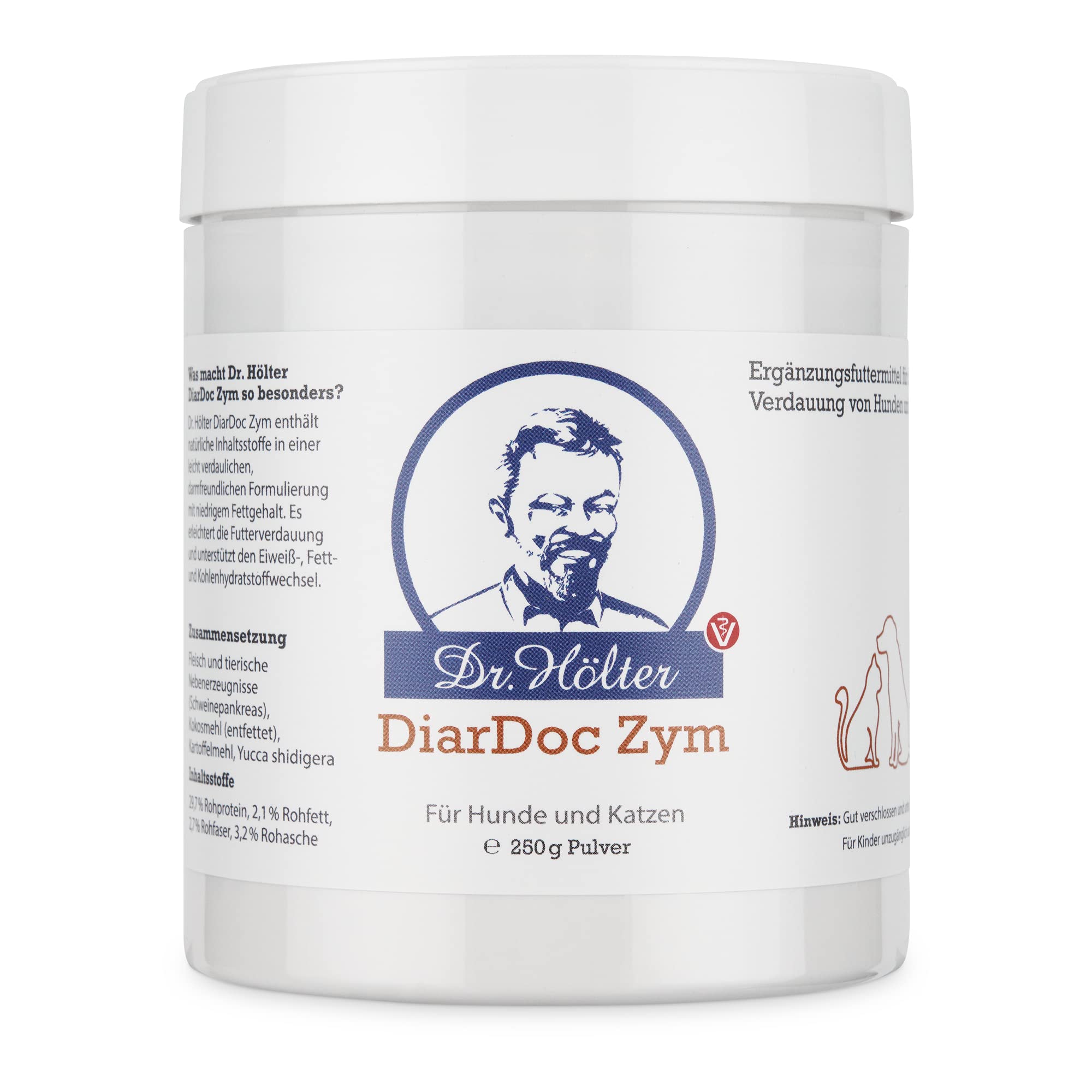 DiarDoc Zym von Dr. Hölter - Pankreasenzyme, Verdauungsenzyme für Hunde bei Darmprobleme und bei Futterunverträglichkeiten/Futtermittelallergien (250g DiarDoc Zym Pulver)