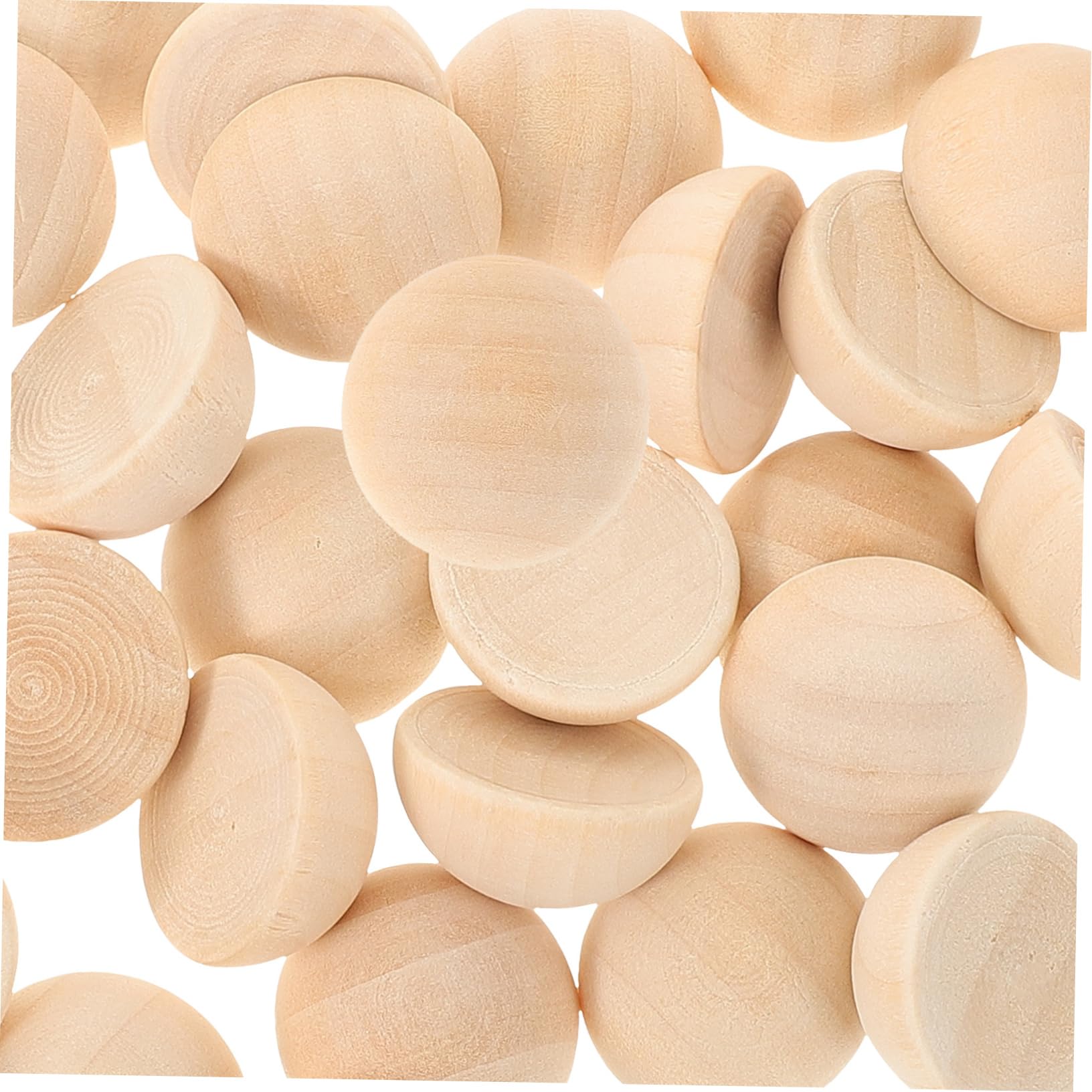 Lurrose 300pezzi Half Wooden Beads Unfinished Craft for Jewelry Making Natural Wood Hemisphere Beads for Bracelets Necklaces and Home Decor