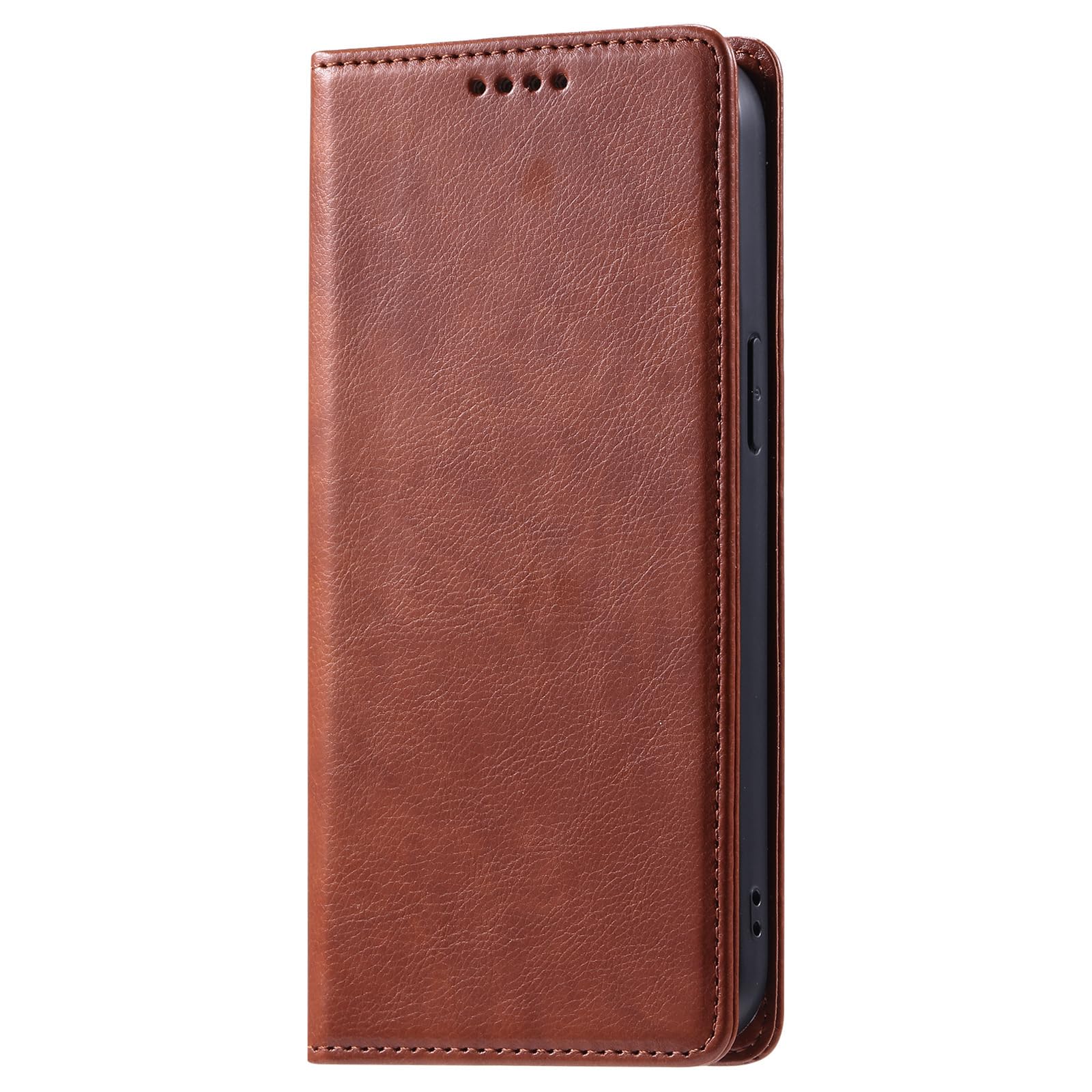 Skórzane etui na telefon komórkowy do iPhone'a 15 Pro Max/15 Pro/15 Plus/15, skórzane etui odporne na upadki, etui z klapką, miejsce na kartę, funkcja stojaka, etui na telefon, pomarańczowe, 15