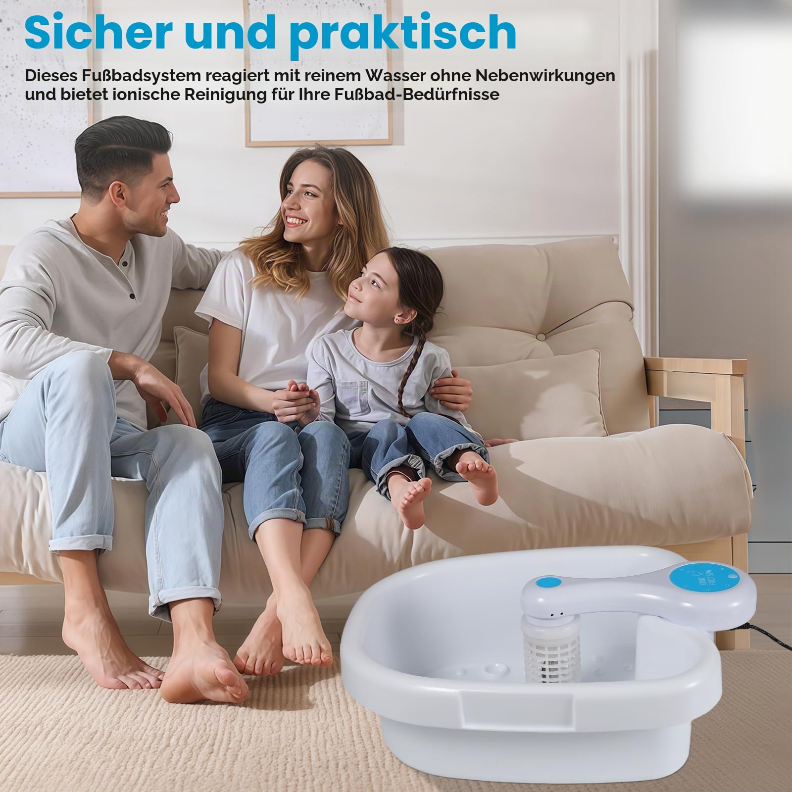 Ionen Fußbad Detox mit Fußsensor, Tragbar Elektrolyse Fußbad Entgiftung Set, Faltbare Fußbadewanne mit Komplett-Zubehör für zu Hause & Reisen, Professionell Fußpflege