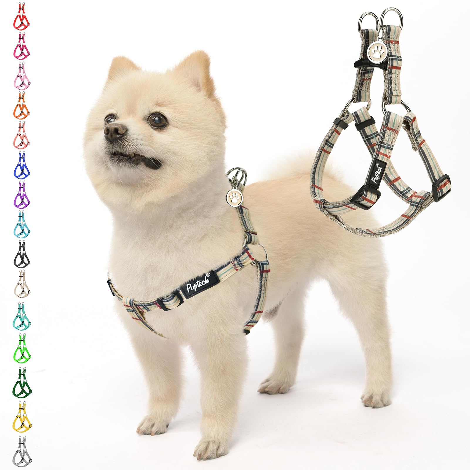 Pupteck No Pull Dog Harness Soft Adjustable Basic Nylon Step