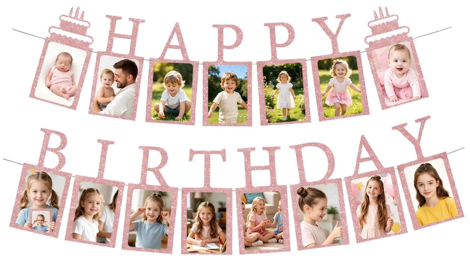 Juivesia Boys Rose Gold Birthday Photo Banner Picture Milestone Bunting Props For Girls Women Men