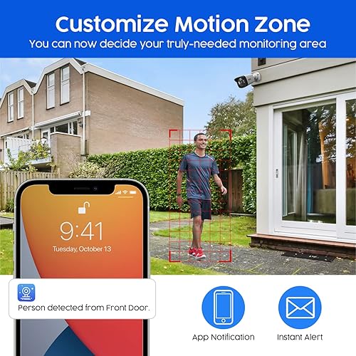 Miniatura 2 de Sistema de cámara de seguridad con cable de 8 canales con disco duro de 1 TB, CCTV DVR de 2 MP de 8 canales y 4 cámaras de vigilancia 1080P para