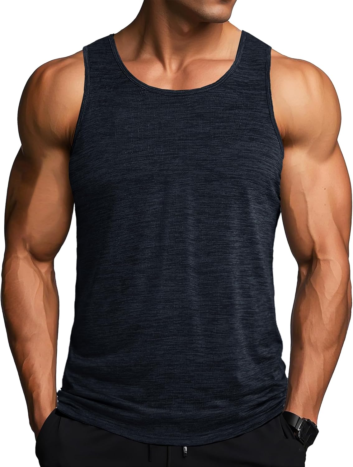 MAGCOMSEN Men's Tank Tops Quick Dry Workout Sleeveless Gym Muscle Shirts Athletic Bodybuilding Tee Shirt