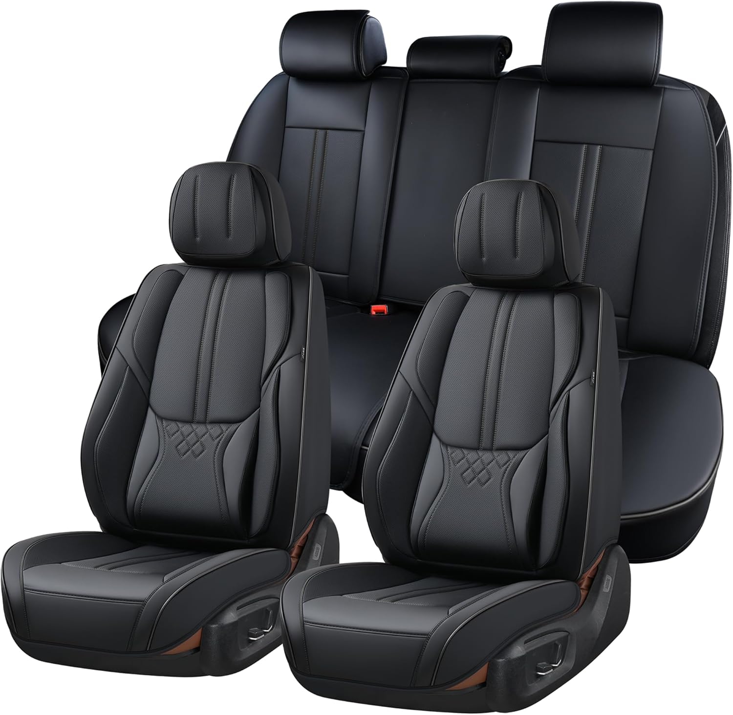 BWTJF Black Car Seat Covers Full Set, Universal Front and Rear Seat Covers for Cars