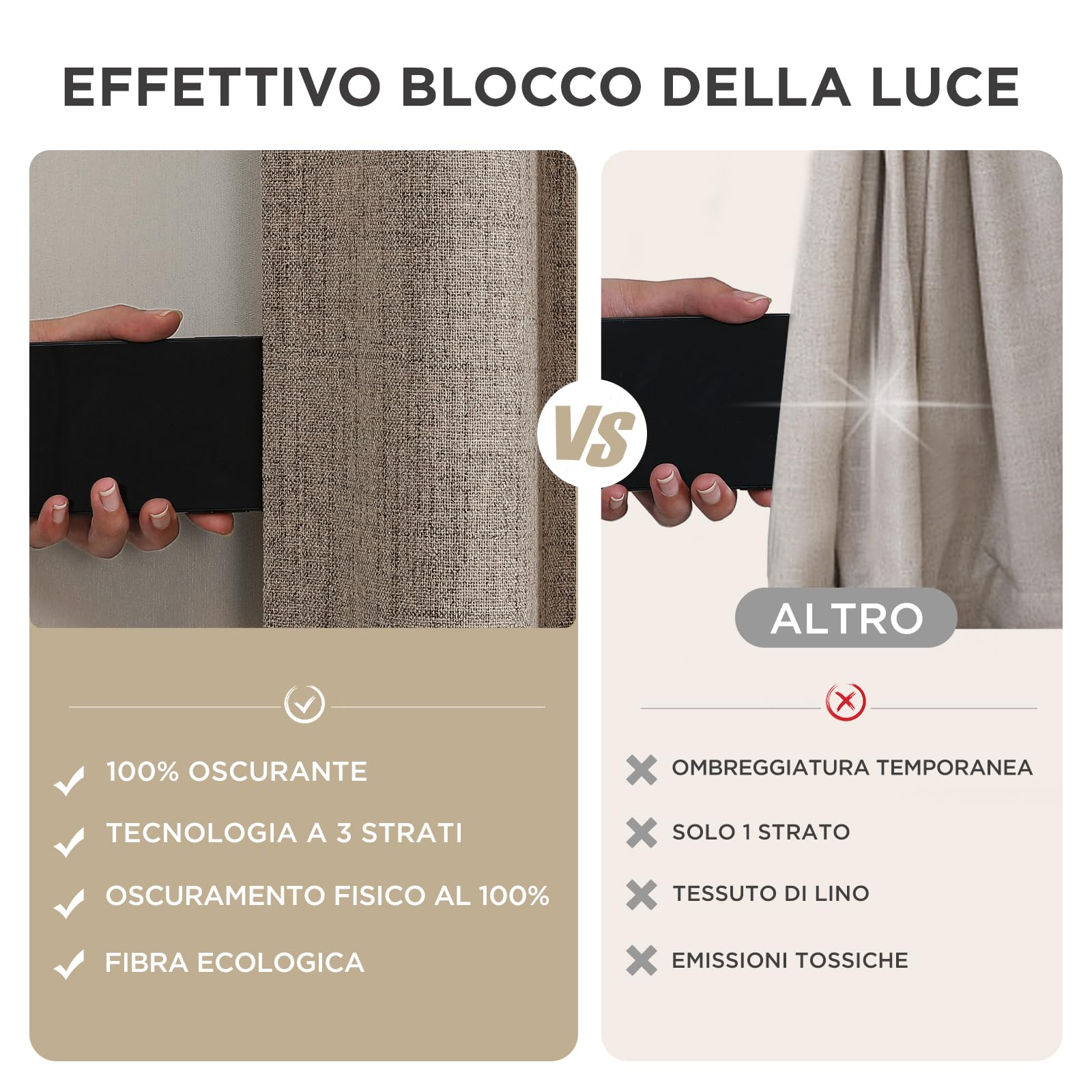 Joydeco 100% Tende Oscuranti per Interni 2 Pezzi L 140 x A 260 CM, Lino Tende Termiche con Passanti Nascosti per Soggiorno Moderne Cameretta Bambini Camera da Letto Blackout Curtains, Lino