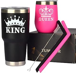 MEANT2TOBE King & Queen Tumbler Set, King Queen Glass, Christmas Gifts, Couple Tumbler Set, Queen King Tumbler, King Queen...