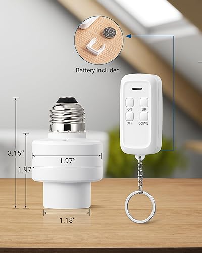 Miniatura 6 de DEWENWILS Enchufe de luz de control remoto con atenuador, interruptor de luz inalámbrico, interruptor de enchufe de bombillas remotas regulables,