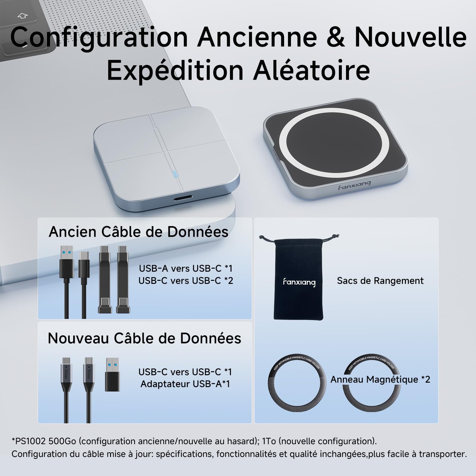 SSD Externe Magnétique Fanxiang 1To - Vitesse Jusqu'à 2000 Mo/s - Ultra-fin 6.6mm - Compatible IPhone 15/16, PC, PS5 - Garantie 5 Ans