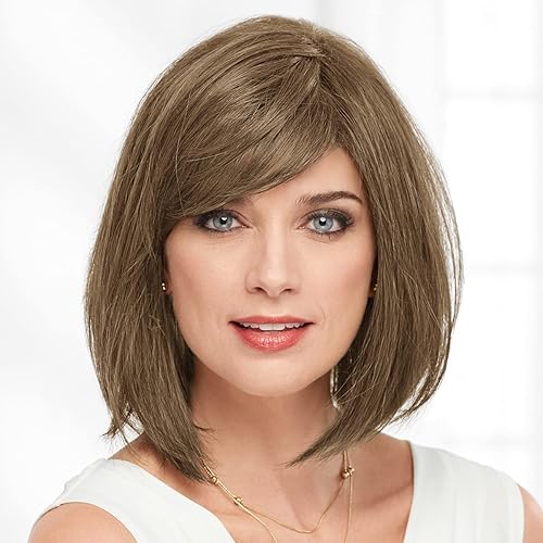 Miniatura 21 de Paula Young Heather VersaFiber - Peluca de longitud media con corona de monofilamento y silueta de tendencia/tonos multitonales de rubio, plateado,