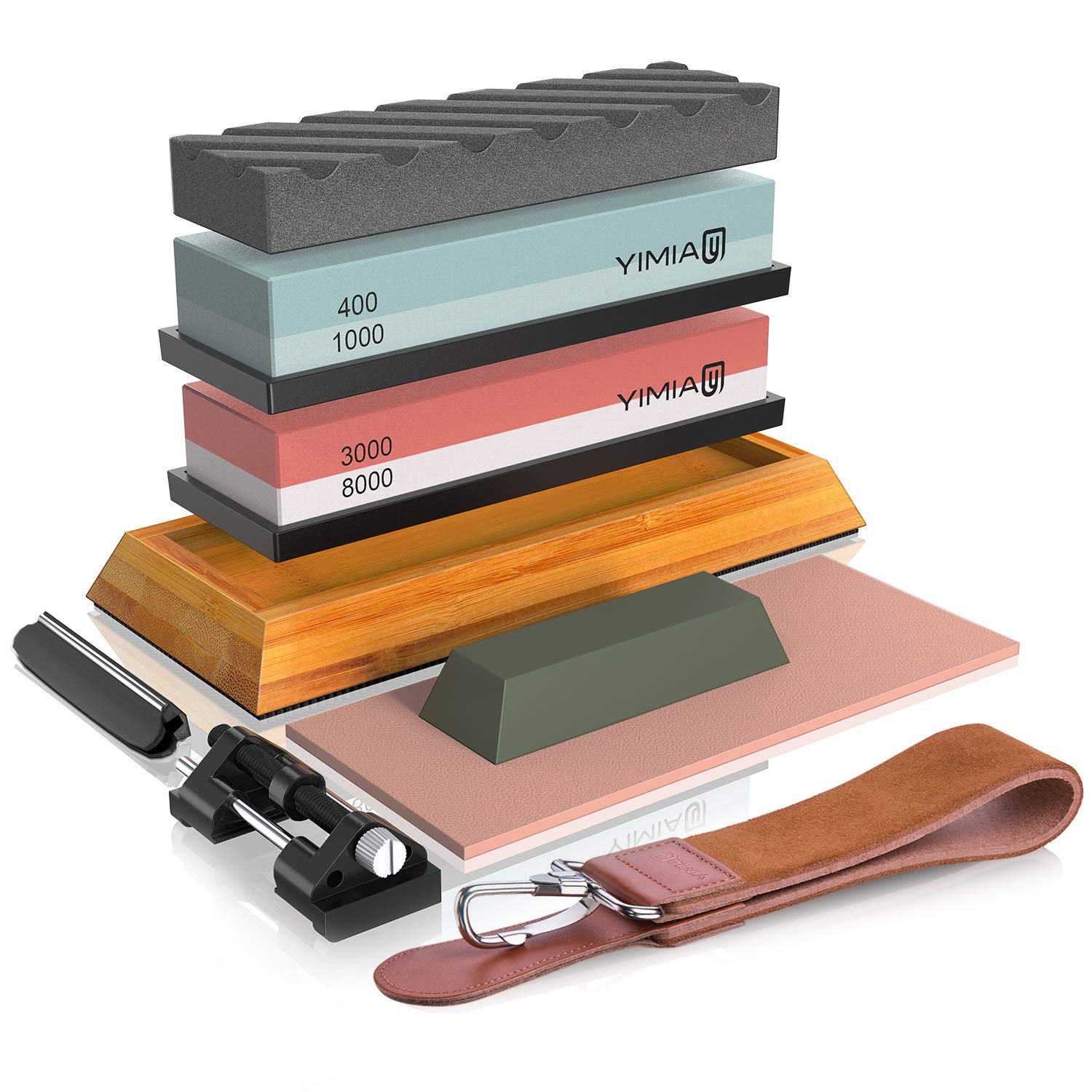 Buy Sharpening Stone Set, YIMIAY Grit 400/1000 3000/8000 Whetstone