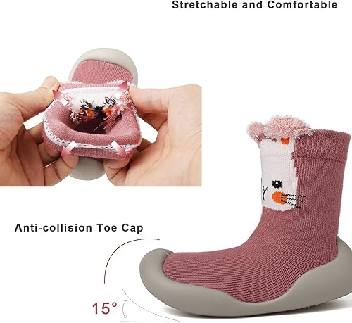 Miniatura 4 de Zapatos de calcetín para bebé, suela de goma suave, antideslizante, para interiores, para bebés, niños y niñas, zapatos de entrenamiento para
