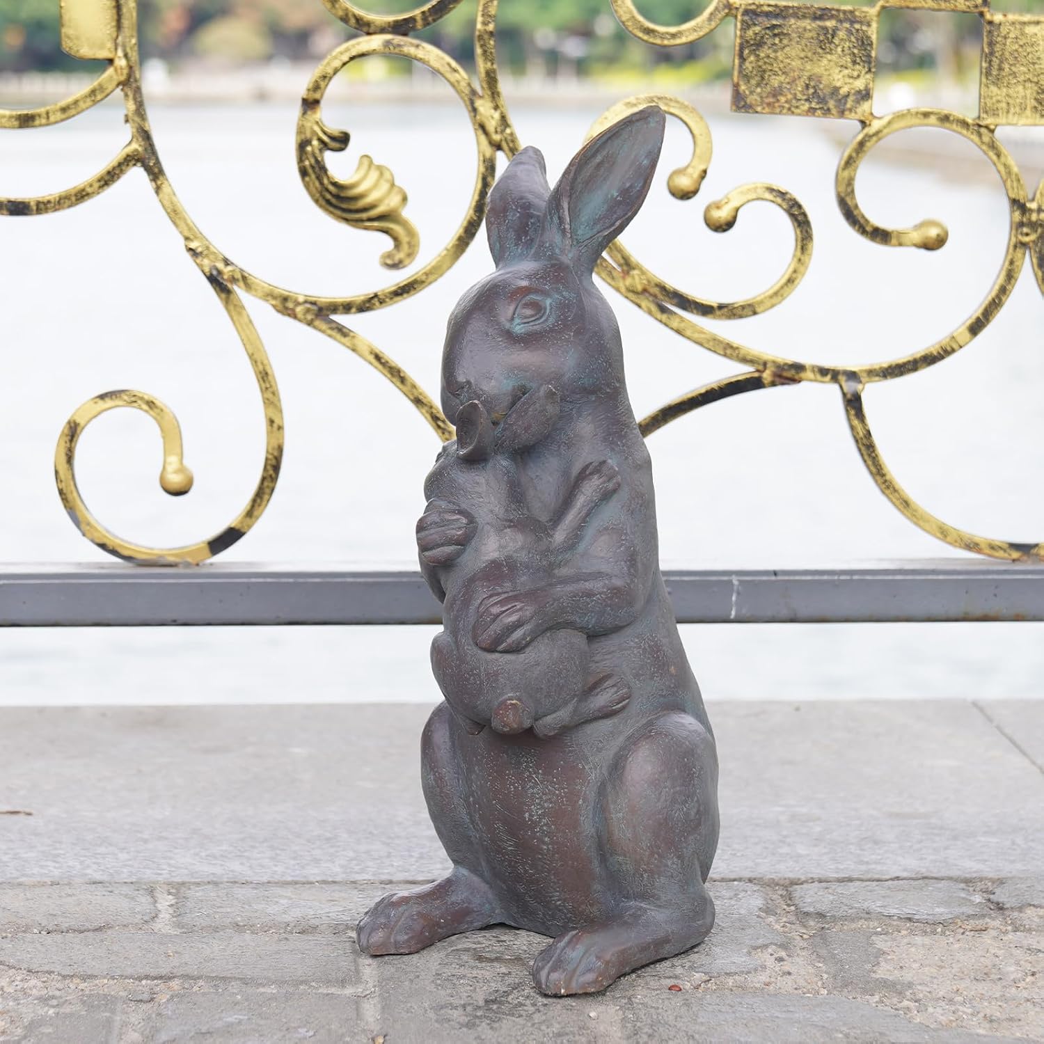 Braxio Bunny Decor Garden Outdoor Statues - Resin Standing Easter Bunny Decor for Outside Yard Decor Garden Statues Outdoor for Mothers Day Birthday Thanksgiving Copper 7.5×5.6×15.3 Inch - Image 8