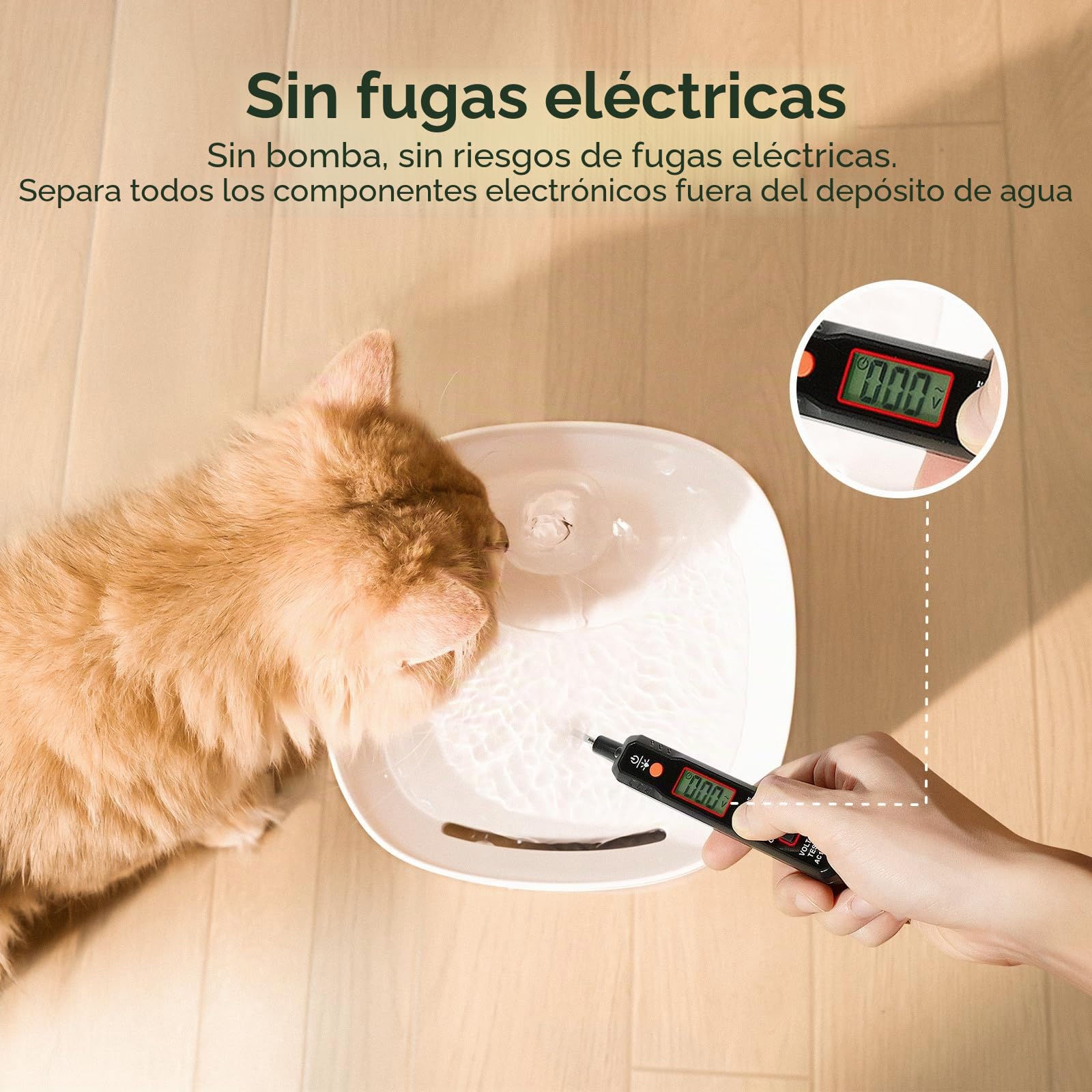 Cheerble E1 Lite Fuente de Agua para Gatos 2L - Ultra Silenciosa Sin Bomba con Tecnología MagDrive™ - Filtro de Carbón Activado - Fuente de Agua con Base Separada - para Múltiples Mascotas