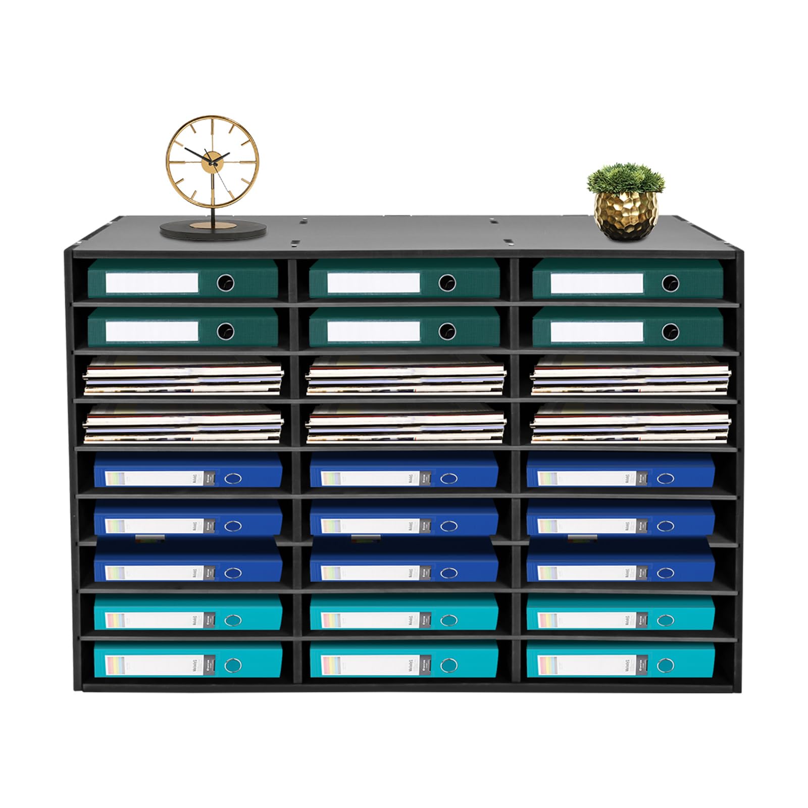 Organizer da scrivania con 27 scomparti, cassetto portadocumenti regolabile, vassoio portadocumenti, organizzazione e archiviazione di letteratura, cartelle, cataloghi