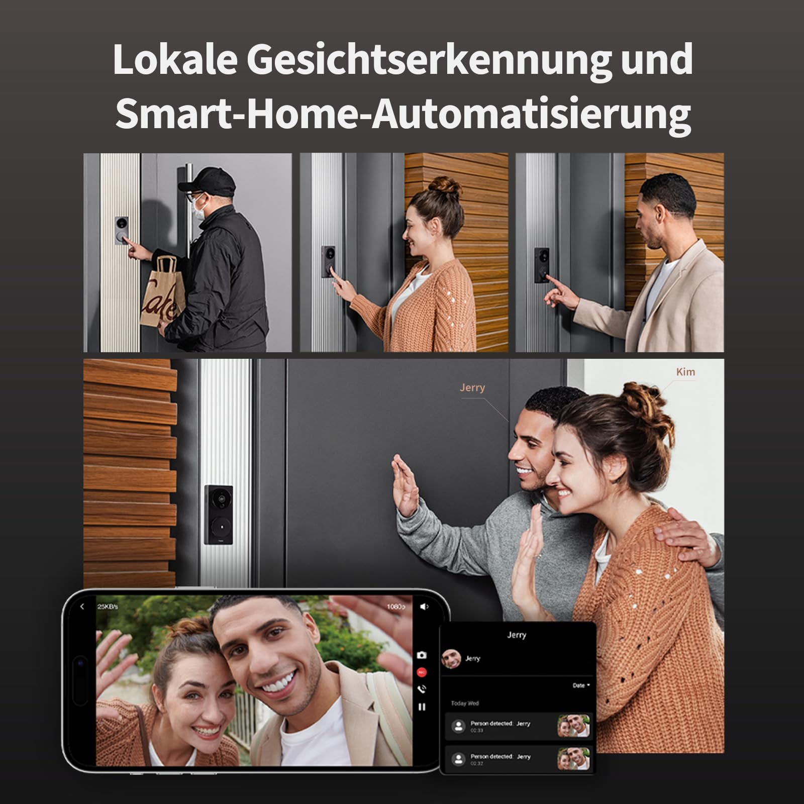 Aqara Smarte Video-Türklingel G4 (inkl. Klingel) | 1080p FHD HomeKit Secure -Kamera, Lokale Gesichtserkennung und Automatisierungen, Unterstützt Alexa, Apple Home, Google