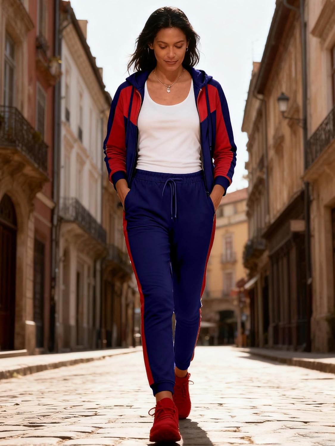 Bealin Women's Jogging Sets 80s 90s Two Piece Outfits Sweatsuit Long Sleeve Zip Tops and Sweatpants Workout Tracksuit Sets - Image 5